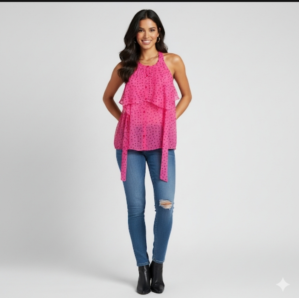 Pink Sheer Polka Dot Princess Vera Wang Bl…